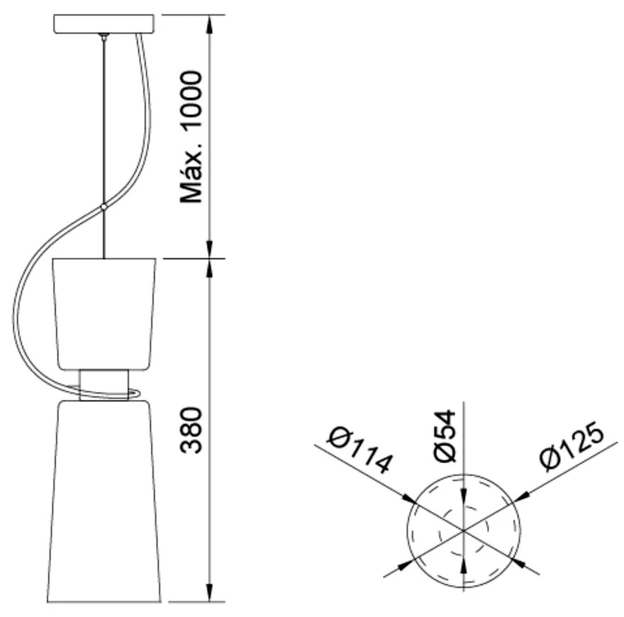 Pendente Cacharrel Ø12,5X38Cm 1Xe27 | Usina 16716/12 (CP-M / BT - Champanhe Metálico / Branco Texturizado)