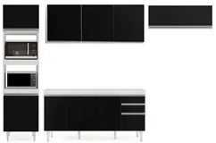 Armário de Cozinha Modulada 4 Peças CP10 Balcão Branco/Preto - Lumil