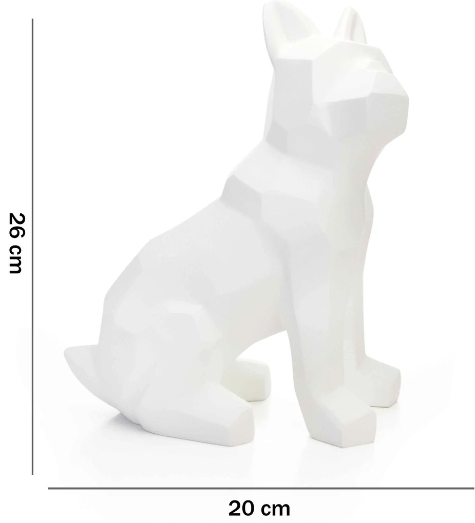 Escultura Decorativa Cachorro Em Resina Branco Mate 26 Cm - D'Rossi