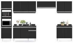 Cozinha Modulada 6 Módulos Composição 8 Preto - Lumil Móveis