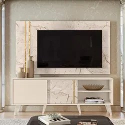 Rack Com Painel Para TV Até 65 Pol. Cronos Calacata/Off White - Madete