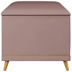 Calçadeira Baú Solteiro 90cm com Tachas Imperial J02 Veludo Rosê - Mpo