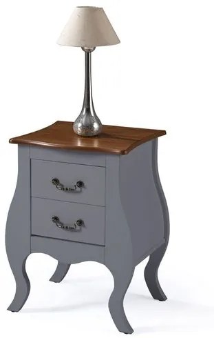 Mesa de Cabeceira 2 Gavetas Elegance Cinza Escuro Tampo Imbuia 50cm - 68283 Sun House