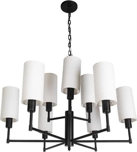 Lustre Aço Alumínio Preto Mântua