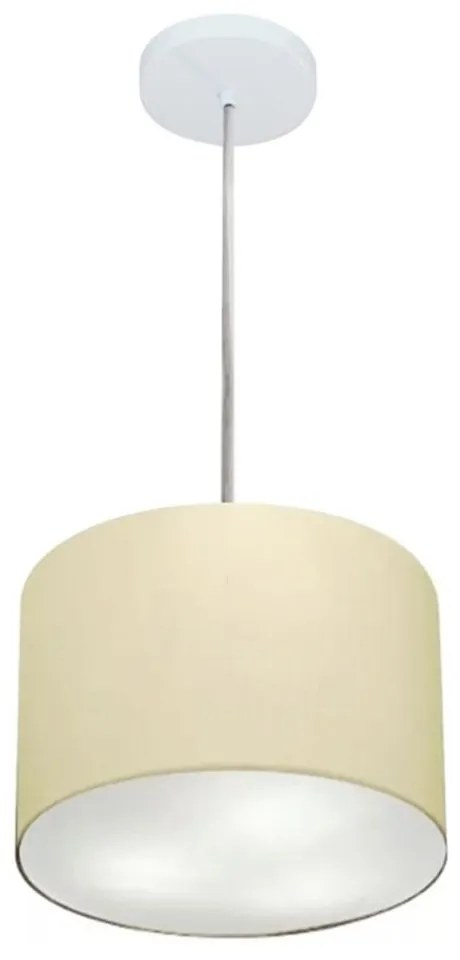 Lustre Pendente Cilíndrico Md-4209 Cúpula em Tecido 25x25cm Algodão Crú - Bivolt