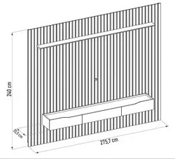 Painel para TV 75 Pol Ripado com Bancada Suspensa 275x240cm Pratisk D0
