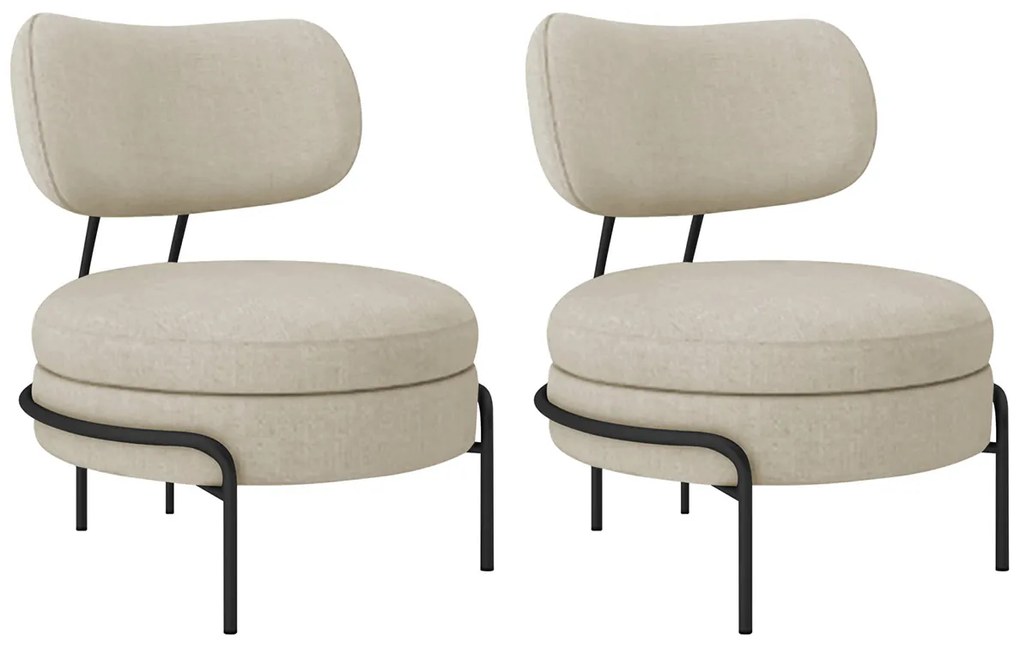 Kit 2 Poltronas Decorativas Luxo Moderna Sala de Estar Recepção Mimo Bouclé