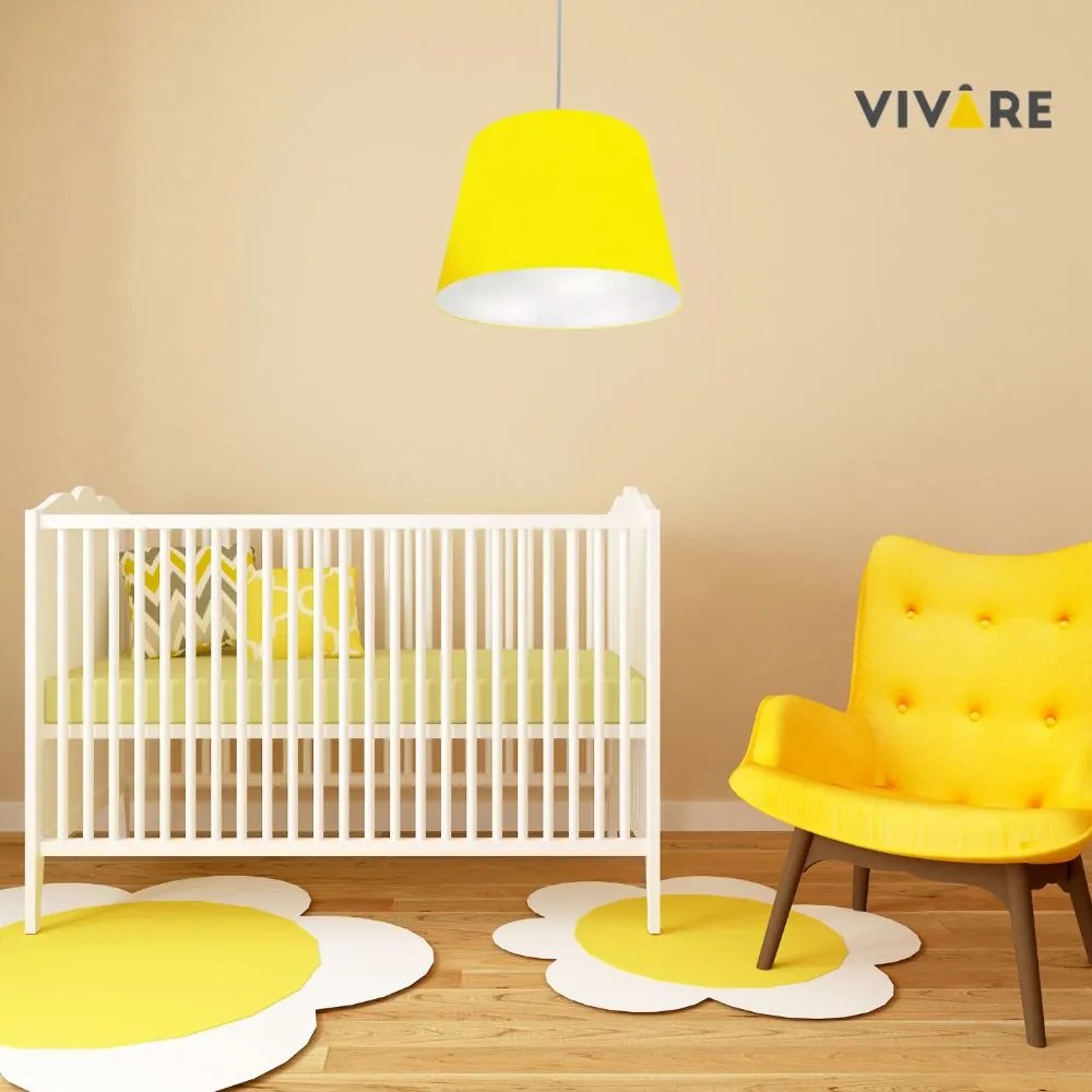 Lustre Pendente Cone Md-4155 Cúpula em Tecido 30/40x30cm Amarelo - Bivolt