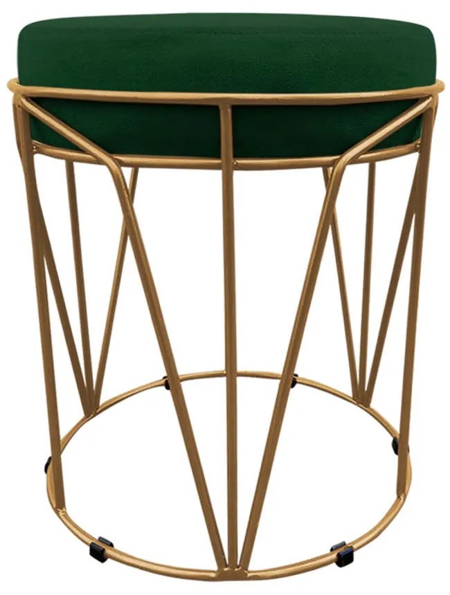 Puff Multiuso com Mesa Babu 2 em 1 Suede Base Dourado D'Rossi - Verde