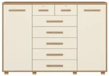 Cômoda Para Quarto 7 Gavetas 160cm Fontaine A02 Off/Freijó  - Mpozenat