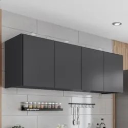 Armário de Cozinha Aéreo 118cm 4 Portas Monna Grafite Z34     - Mpozen