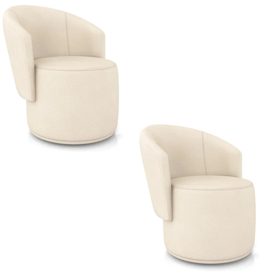 Poltrona Decorativa Orgânica Fixa para Sala Kit 2 Malu Sintético M11 - D'Rossi - Bege