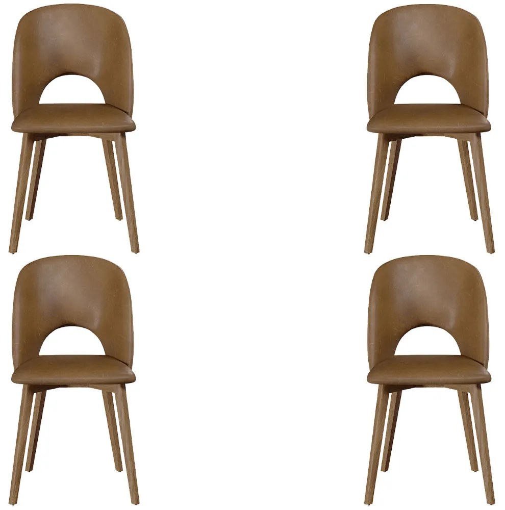 Kit 4 Cadeiras Decorativas Sala de Jantar Madeira Maciça Hadassa PU Marrom/Nogueira G13 - Gran Belo