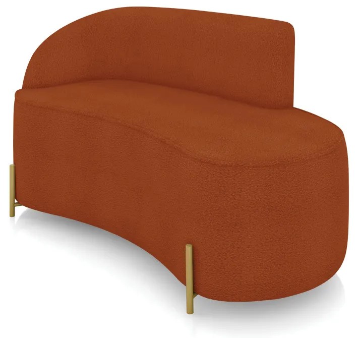 Sofá 2 Lugares Orgânico 140cm Pé Aço Lateral Dourado Morgan Bouclê D03 - D'Rossi  - Terra