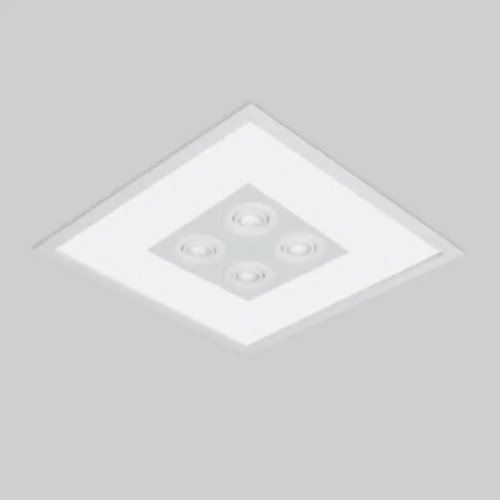 Luminária De Embutir Magnum Quadrado 50X50X10Cm 4L E27 + 04 Gu10 Mr16... (BT - Branco Texturizado)