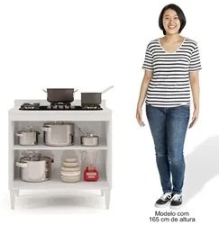 Balcão para Cooktop 80cm 2 Portas Flórida Branco - Lumil Móveis