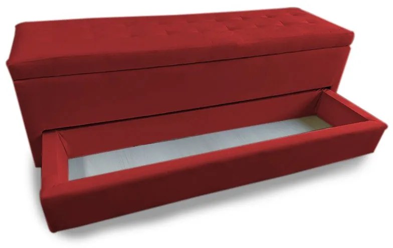 Calçadeira Baú com Sapateira Solteiro 90cm Paris Suede Vermelho - Sheep Estofados - Vermelho