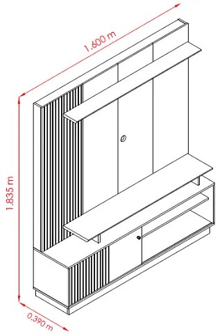 Home Theater Ares Cinamomo/Off White - Madetec Móveis