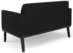 Sofá Namoradeira e 1 Poltrona Base Madeira Preto Maressa Linho Preto -