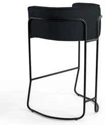 Kit 4 Banquetas Decorativas Base Aço Preto Betina Veludo C-300 Black -