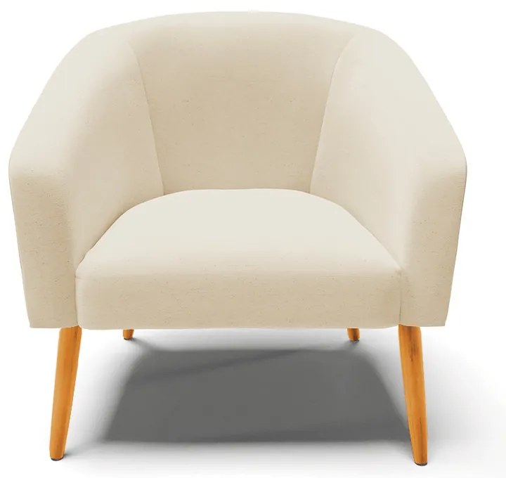 Poltrona Decorativa Pé Palito Castanho kit 2 Stella Linho D03 - D'Rossi - A32 Bege