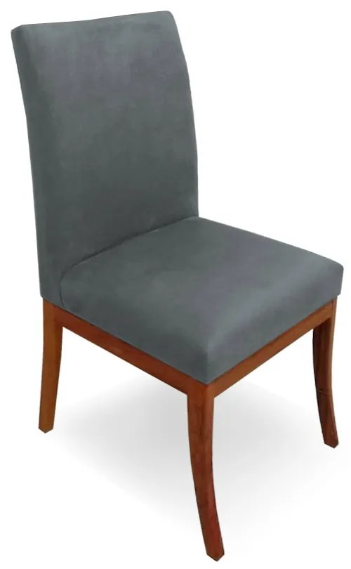 Cadeira Raquel para Sala de Jantar Base de Eucalipto Suede Cinza