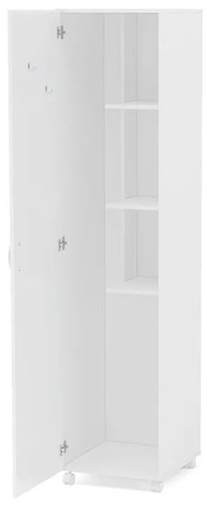 Armário Multiuso Lavanderia 3 Prateleiras 1 Porta - Branco