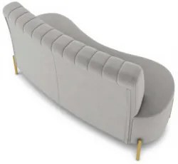 Sofá 2 Lugares 160cm Pés Aço Dourado Tamar Veludo Cinza Z08 - Mpozenat