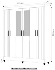Guarda Roupa Casal 165cm Com Espelho Guiana Freijó/Off Z17   - Mpozena