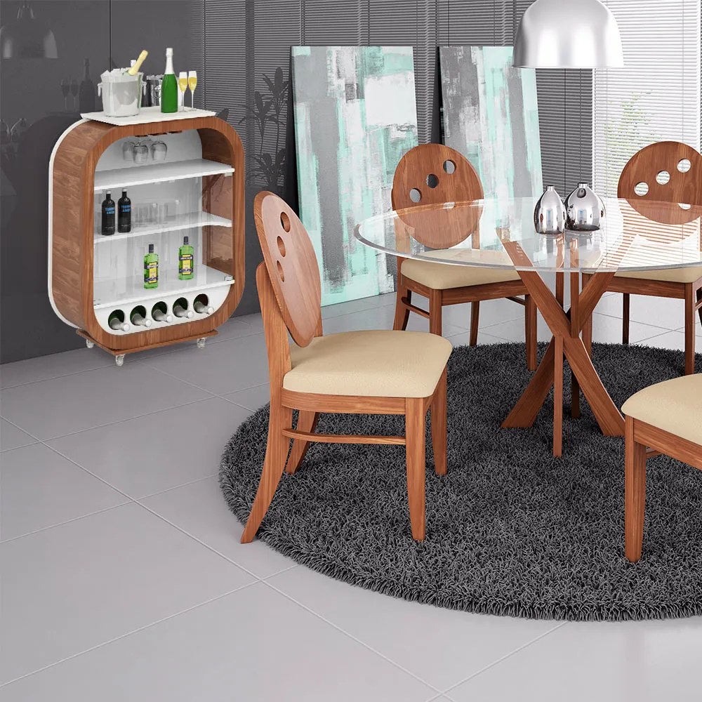 Cristaleira Bar com Nicho Sala de Estar Ateneu Imbuia/Branco G42 - Gran Belo