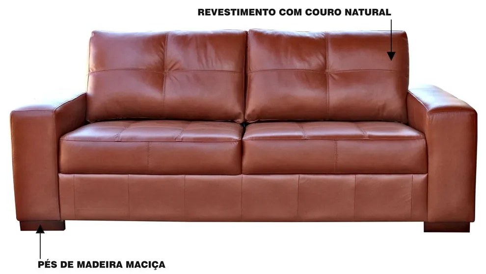 Sofá 2 e 3 Lugares Turim Couro Caramelo G58 - Gran Belo