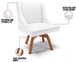 Kit 2 Cadeiras Estofadas para Sala de Jantar Base Giratória de Madeira