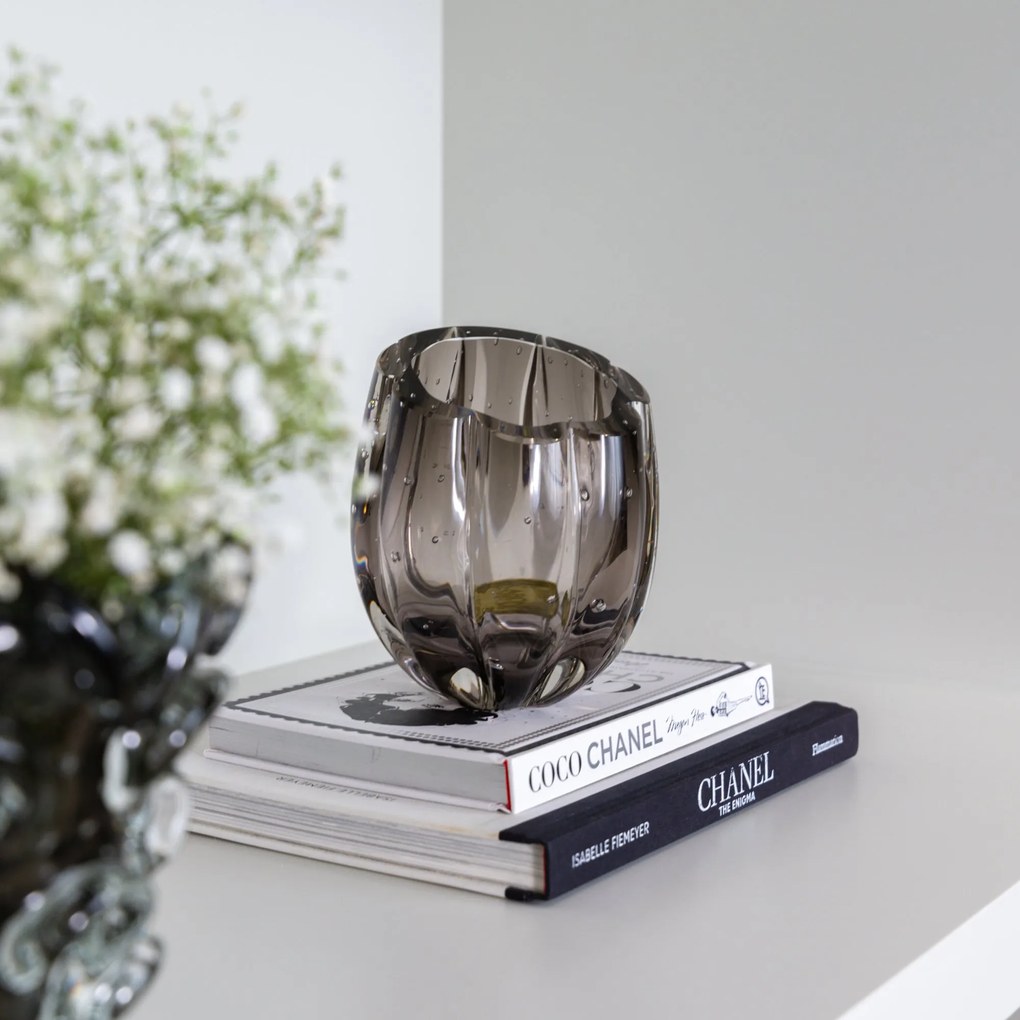 Vaso Murano Marselha G - Cinza Ônix Ônix
