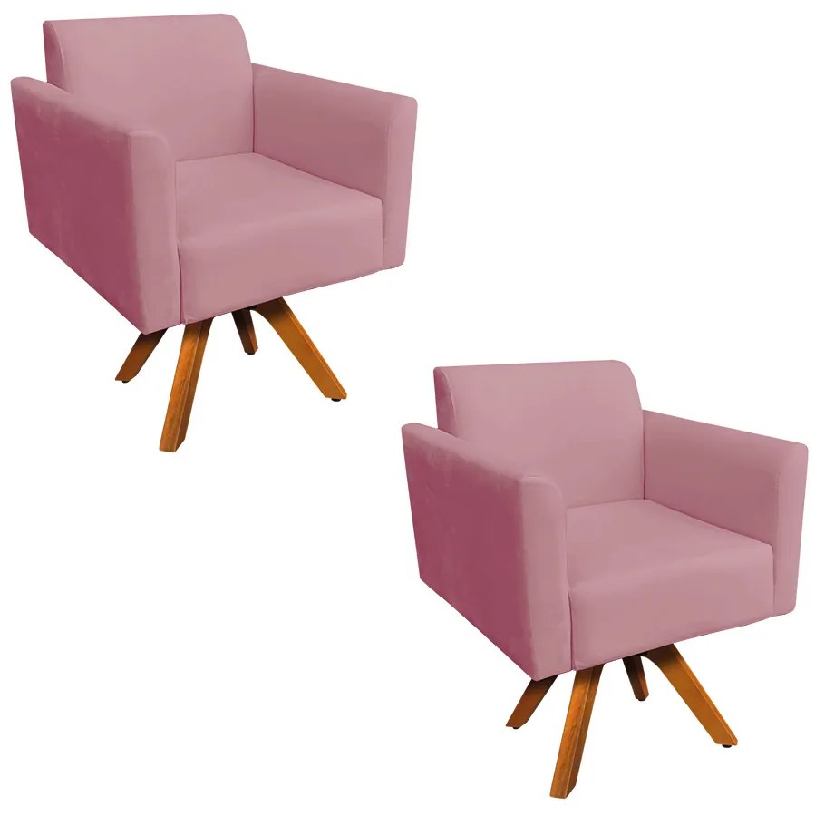 KIT 02 POLTRONAS GIRATORIA MARISA SUEDE