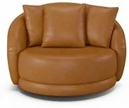 Poltrona Decorativa Giratória para Sala 122cm Kaly M22 Sintético Caram