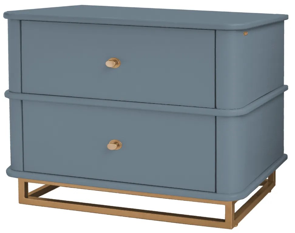 Mesa de Cabeceira Curve L60cm - blue c/ detalhes dourado soleil