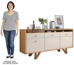Balcão Aparador Buffet Ellora H01 Off White/Cinamomo - Mpozenato