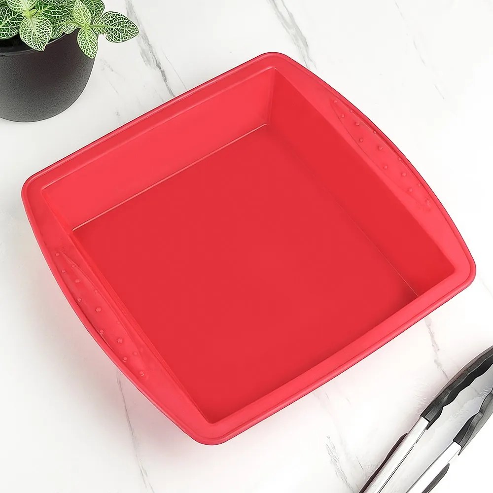 Assadeira de Silicone Quadrada - Vermelha