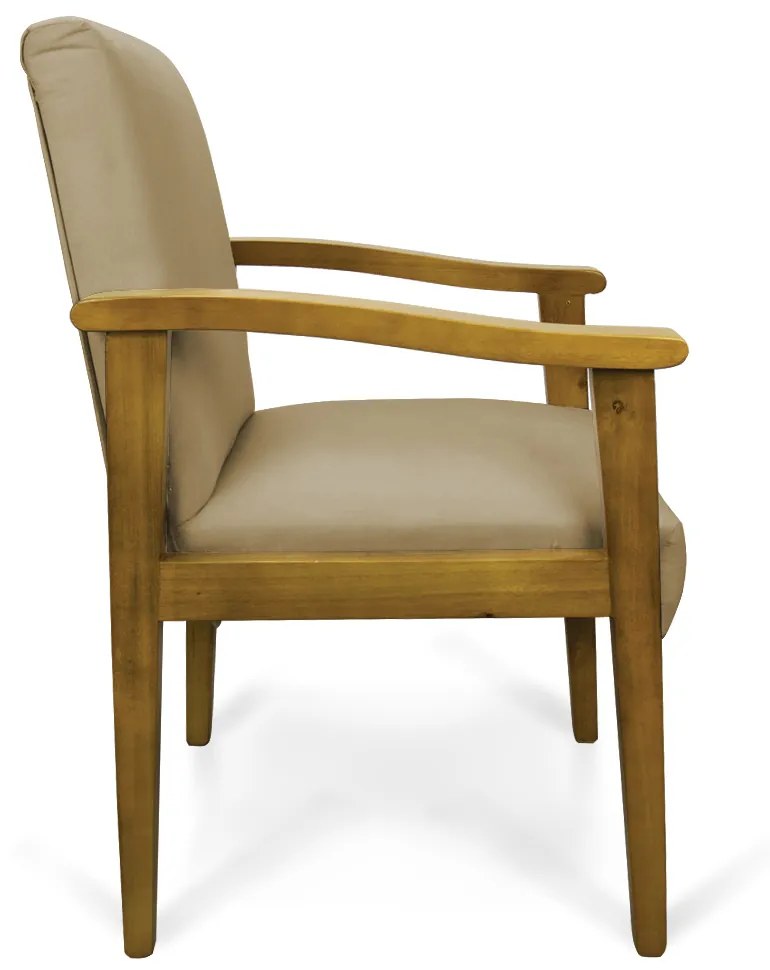 Poltrona Eloisa Suede Marrom Rato Base de Madeira Castanho