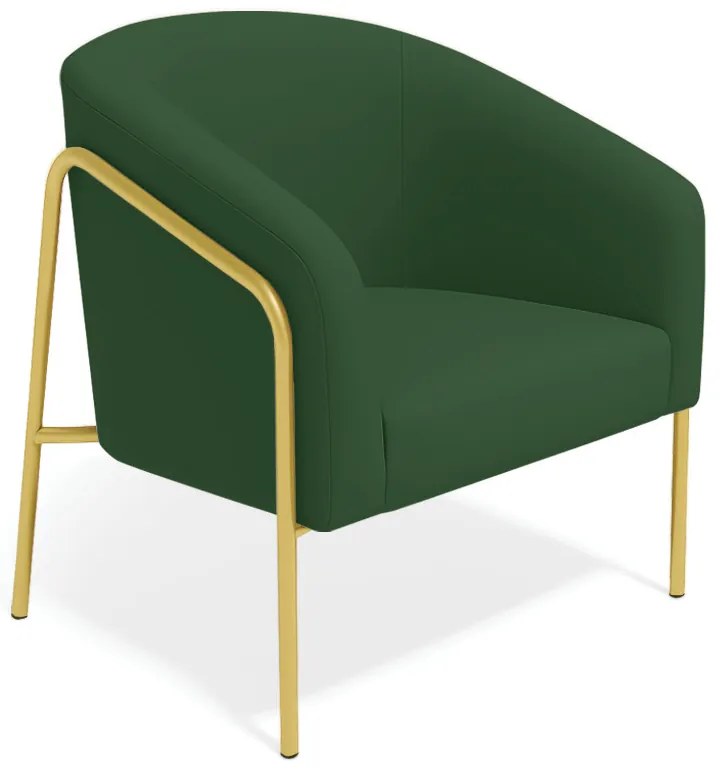 Poltrona Sala Industrial Alta Dourado Stella Veludo D03 - D'Rossi - Verde