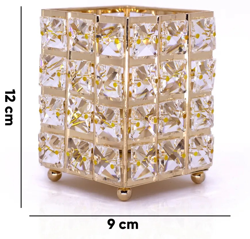 Porta Objeto Decorativo Dourado De Metal 12x09x09 cm - D'Rossi