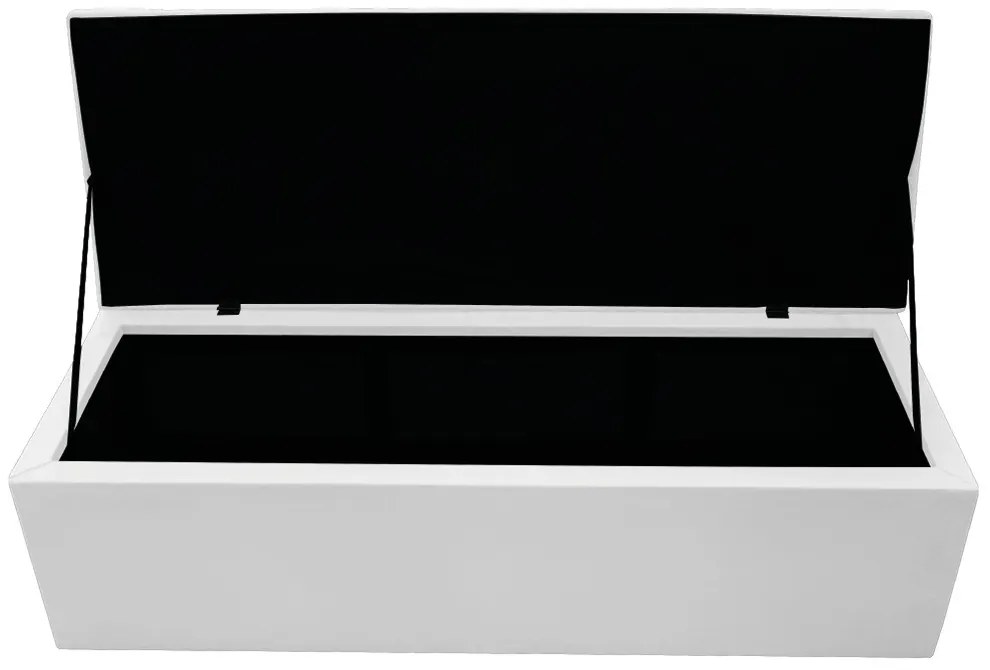 Recamier Baú Estofada Mel 140 cm Casal Com Capitonê  Suede Branco - ADJ Decor