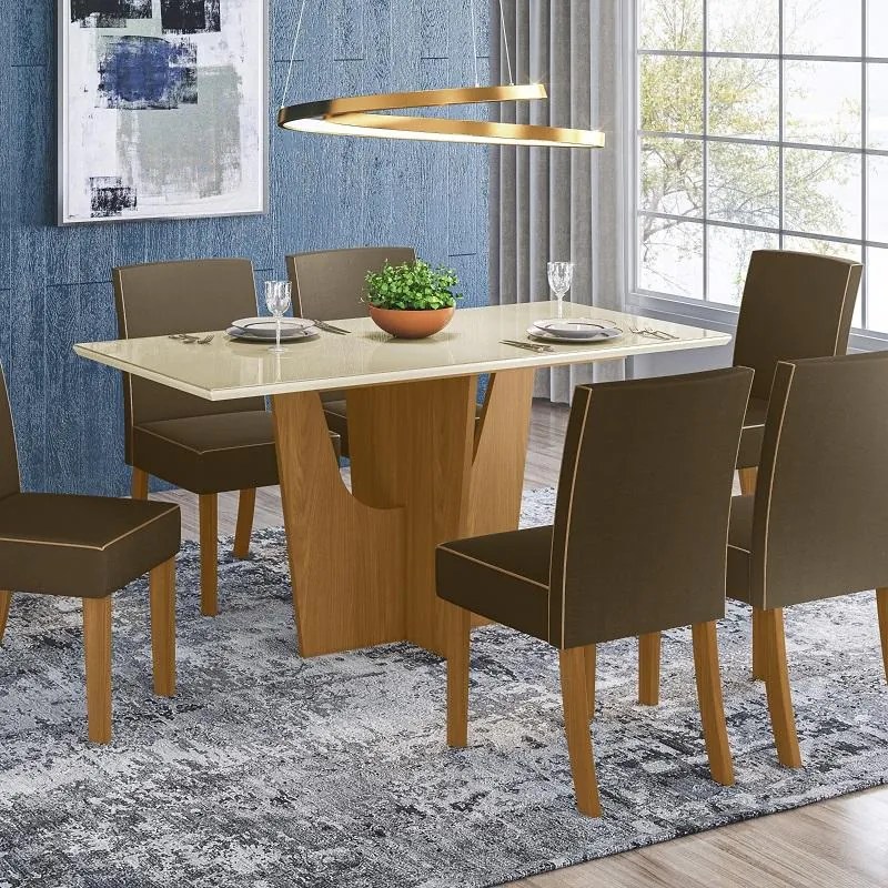 Mesa de Jantar Vértice 1600 06 Lugares Nature Off White