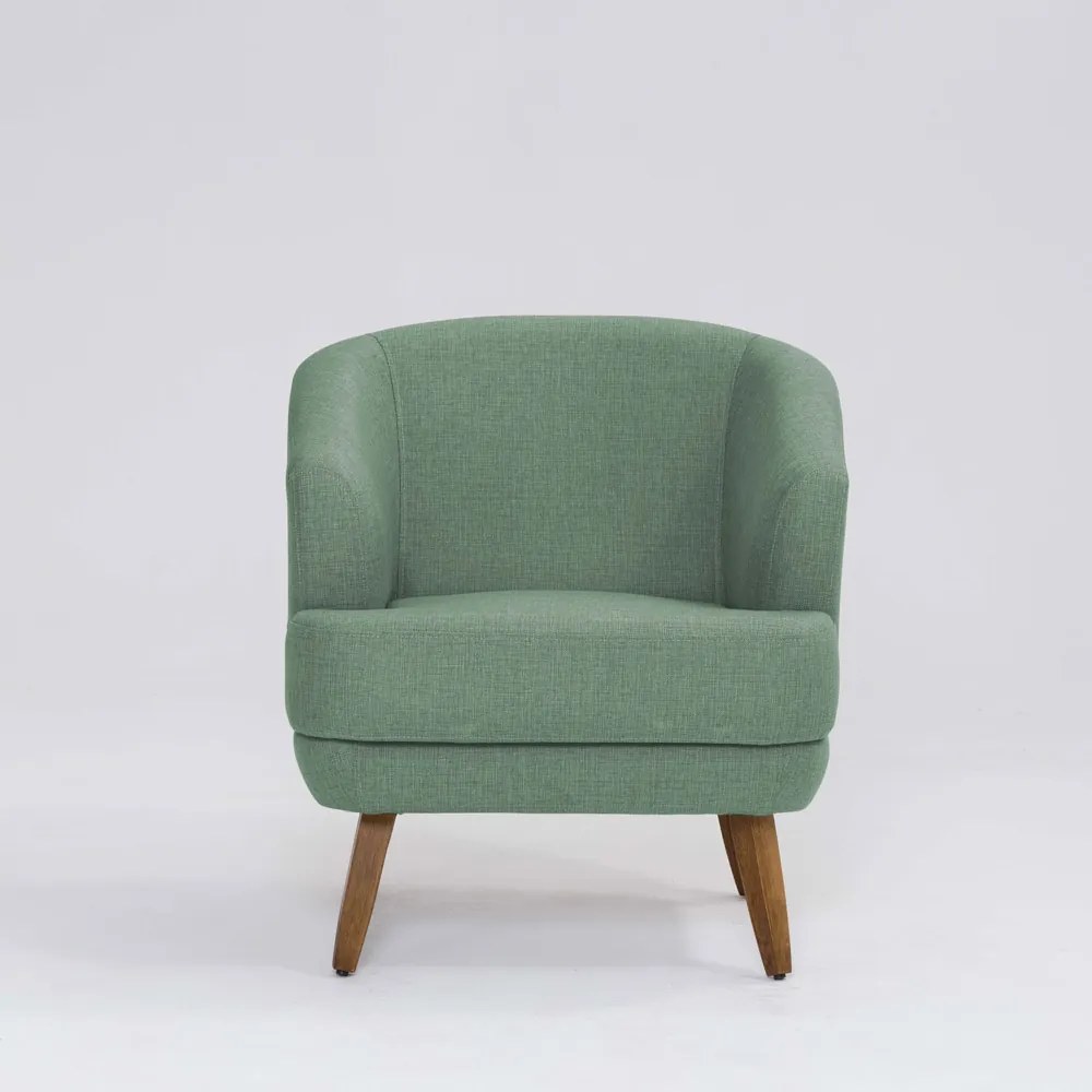 Poltrona Decorativa Milão D07 Pés Madeira Linho Mescla Verde D07 - D'Rossi