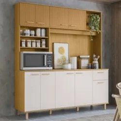Cozinha Compacta 180cm Martina Freijó/Ripado/Off Acetinado Z44 - Mpoze