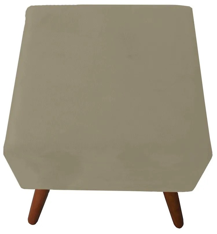Puff Decorativo Quadrado Malu com Pés Palito Suede Nude