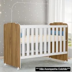 Berço Com Rodízios Amour Z49 Natural/Branco - Mpozenato