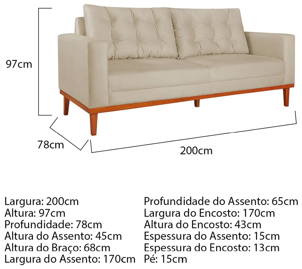 Sofá 2 Lugares Dubai Suede - ADJ Decor