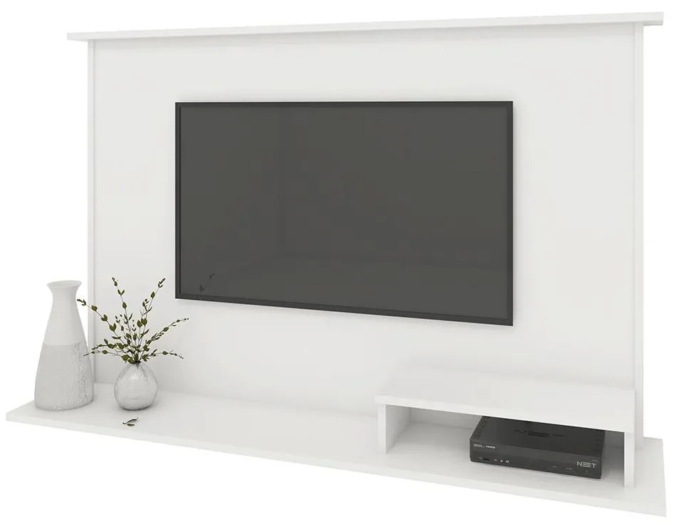 Painel Para TV Até 47" 1 Nicho 2 Prateleiras Premium Branco