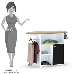 Tábua de Passar Roupa Mariana Branco/Preto - AJL Móveis